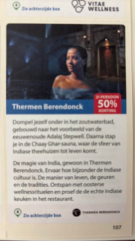 Kortingsbon Thermen Berendonck, Tickets en Kaartjes, Twee personen, Kortingsbon, Spa of Sauna
