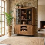 Vitrinekast ronde kanten 180 cm stalen deuren, Glas, Met deur(en), Verzenden, 150 tot 200 cm