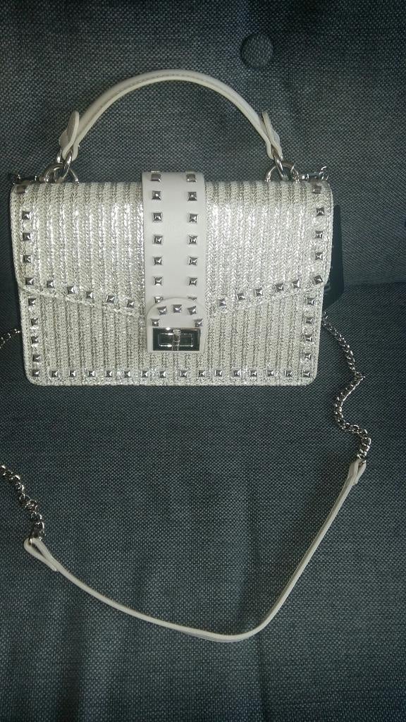 Nieuw zilveren hand schouder tas studs, Ophalen of Verzenden, Nieuw, Grijs, Handtas