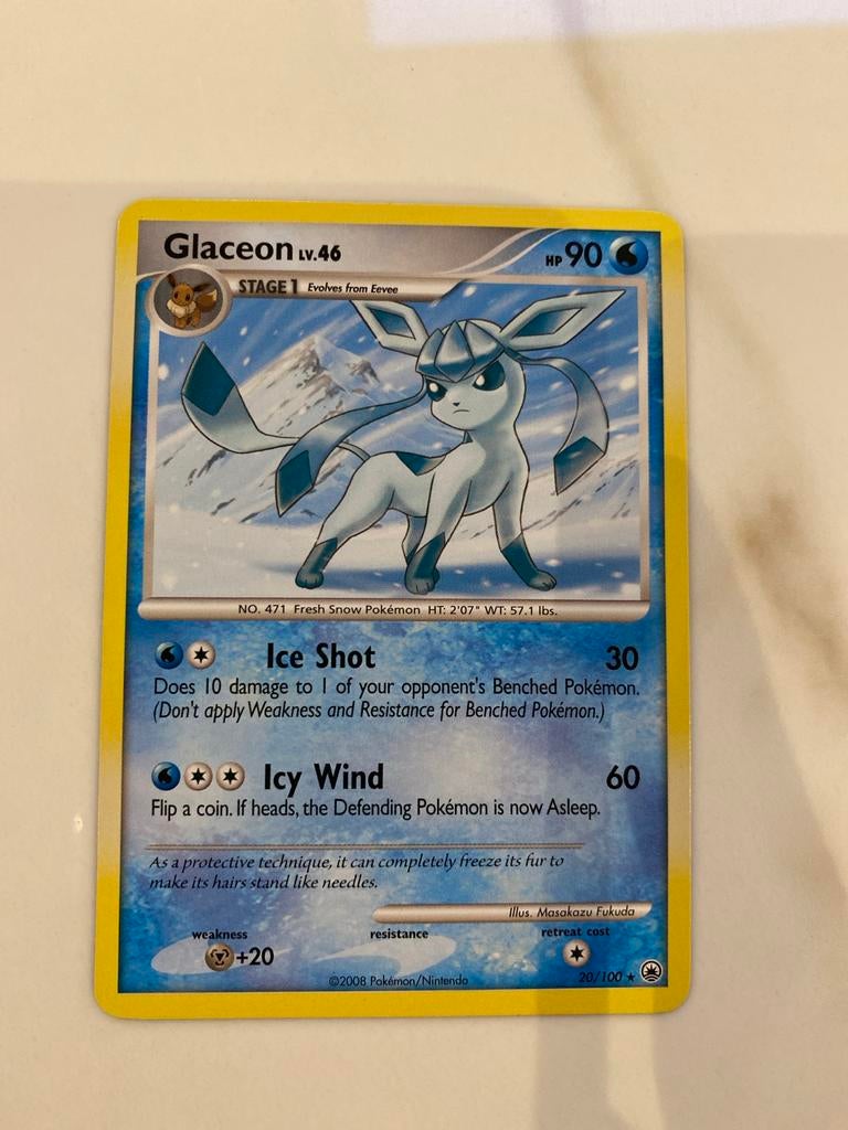 Glaceon Majestic Dawn Pokémon Kaart - Uitstekende Conditie, Ophalen of Verzenden, Gebruikt, Losse kaart