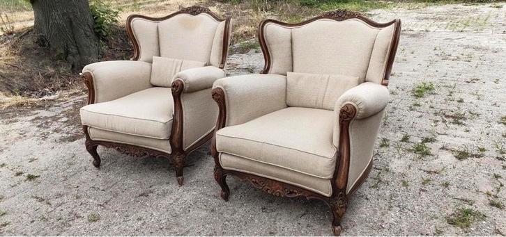 2 art deco fauteuils, Huis en Inrichting, Fauteuils, Gebruikt, Hout, 75 tot 100 cm, Ophalen