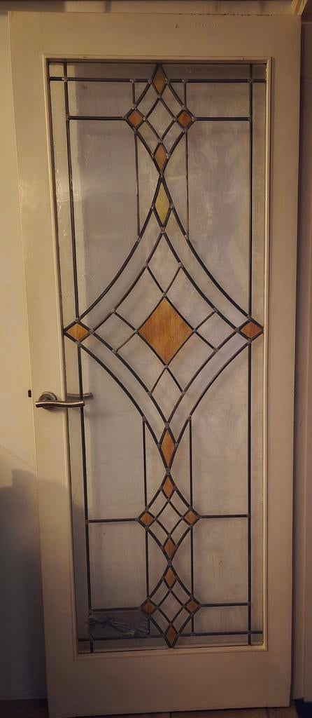 Glas in lood deur hoog 2.11 breed 81, Doe-het-zelf en Verbouw, Deuren en Horren, Ophalen of Verzenden, Glas, Binnendeur, 200 tot 215 cm