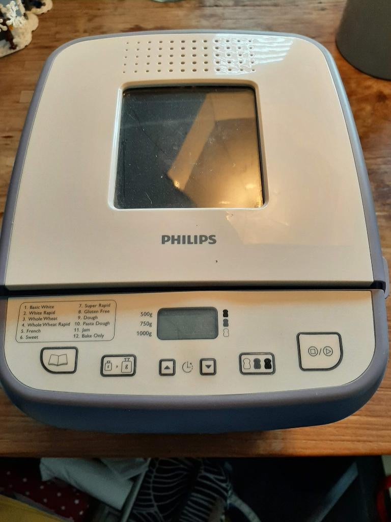Philips broodbakmachine met handleiding, 800 tot 1200 gram deeg, Zo goed als nieuw, Kijkvenster, Ophalen