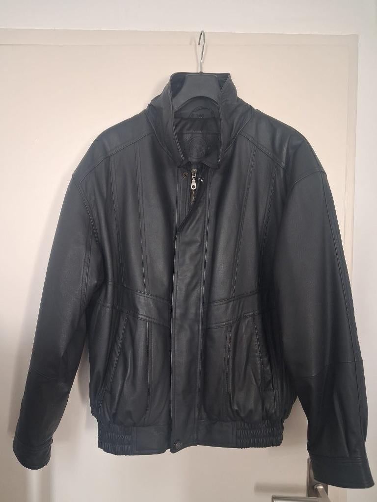 Vintage 90s Emstar Leather jas - Echt Leer, Kleding | Dames, Jassen | Zomer, Ophalen, Zo goed als nieuw, Zwart