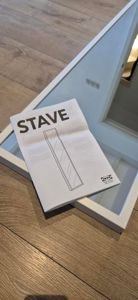 Ikea Stave spiegel, wit, Huis en Inrichting, Woonaccessoires | Spiegels, Gebruikt, Minder dan 50 cm, 150 tot 200 cm, Rechthoekig