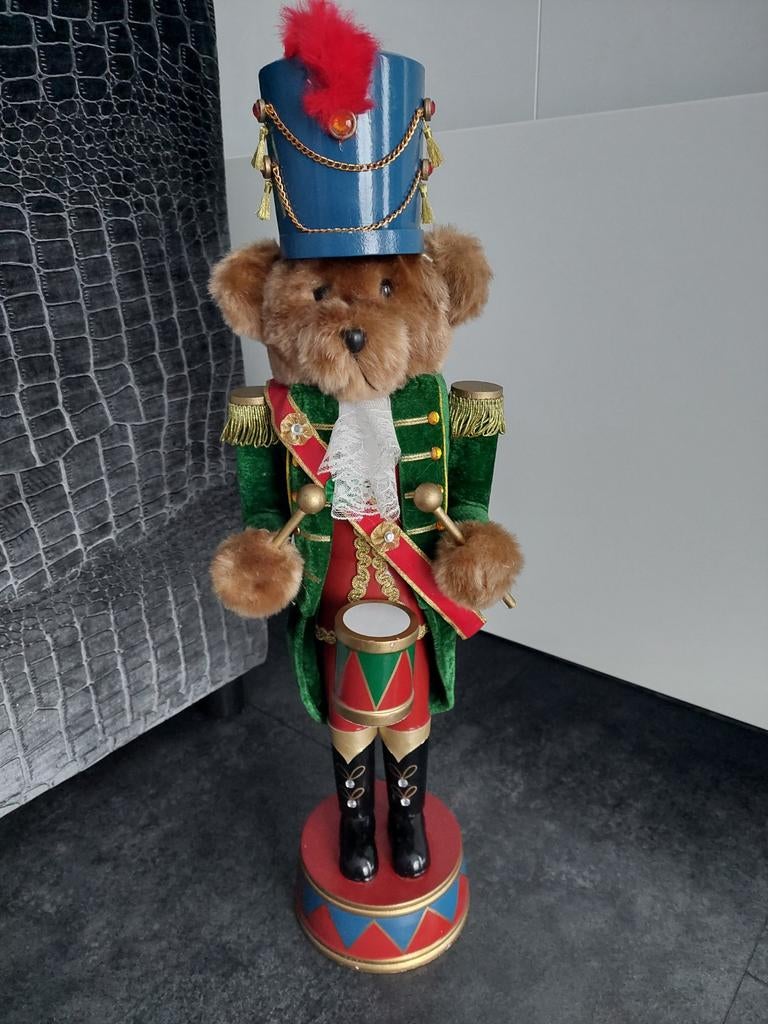 Grote Teddybeer Notenkraker - 62 cm Hout en Stof, Verzamelen, Ophalen of Verzenden, Gebruikt