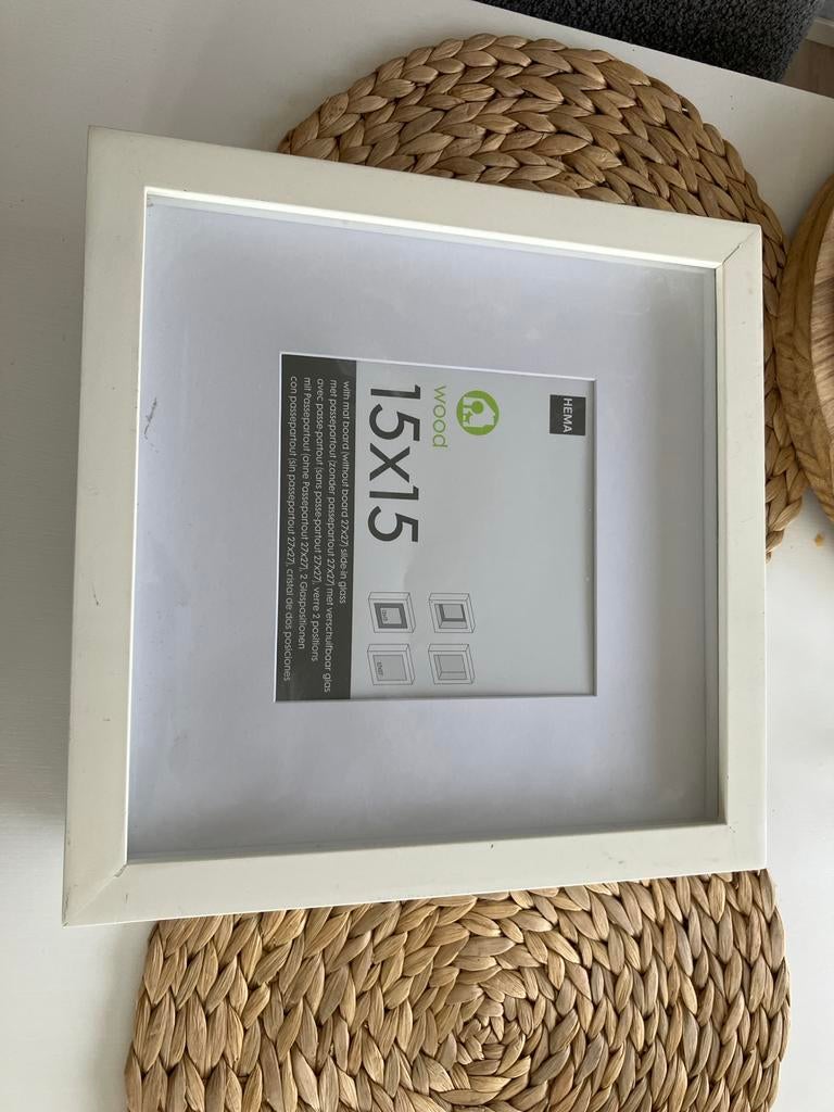 Hema fotolijst 15x15 wit hout, Ophalen of Verzenden, Zo goed als nieuw