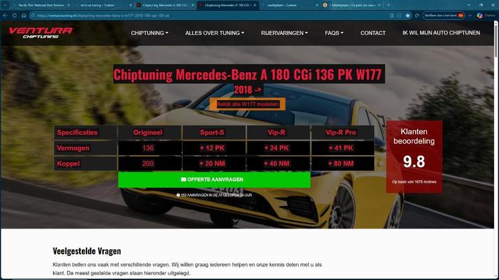 Mercedes 180 A klasse W177 2020 chip tuning, Auto diversen, Tuning en Styling, Ophalen