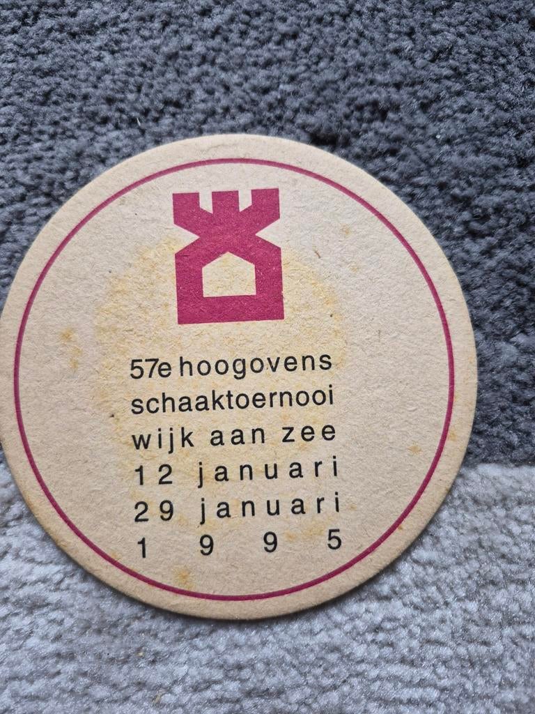 Grolsch bierviltje 57e Hoogovens Schaaktoernooi 1995, Verzamelen, Ophalen of Verzenden