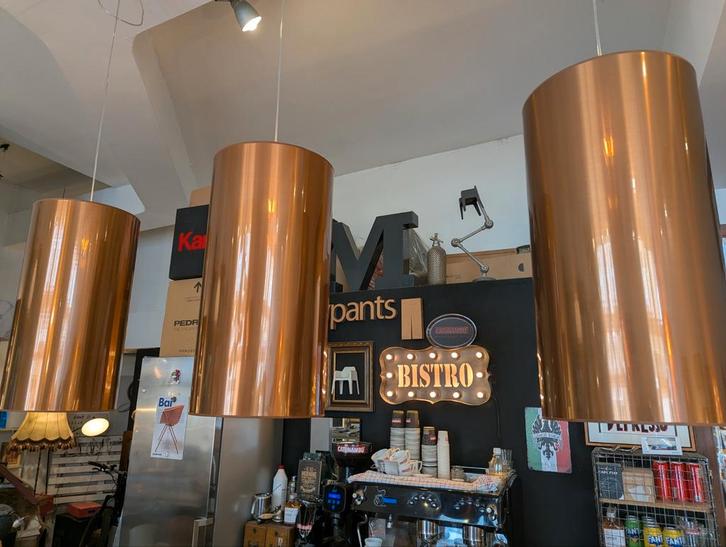 3 Koperen Chintz Lampenkappen 70x35 cm, Huis en Inrichting, Lampen | Lampenkappen, Zo goed als nieuw, 25 tot 50 cm, Rond, Overige kleuren