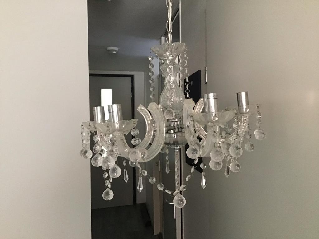 Elegante kristallen hanglamp - Chique verlichting, Ophalen of Verzenden, Gebruikt, Glas, 50 tot 75 cm