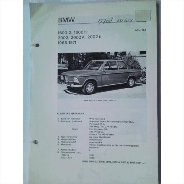 BMW 1600 2000 Vraagbaak losbladig 1966-1971 #2 Nederlands, Ophalen of Verzenden, Gelezen, BMW
