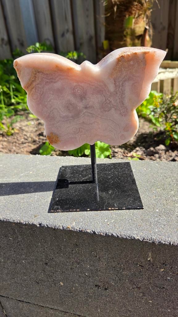 Roze Amethist Vlinder op Standaard - 14 cm Hoog, Ophalen of Verzenden