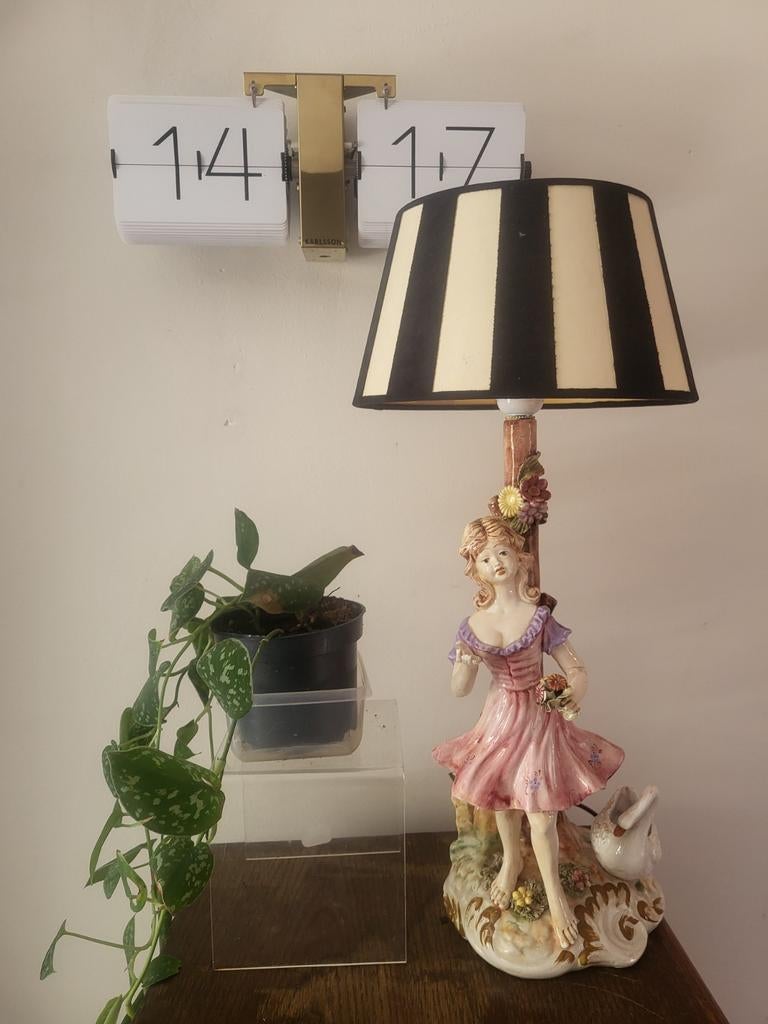 Vintage lamp porselein tafellamp, Huis en Inrichting, Lampen | Tafellampen, Ophalen of Verzenden, Minder dan 50 cm