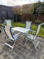 Dukdalf verstelbare tafel 100x68+4stoelen, Caravans en Kamperen, Kampeermeubelen, Ophalen, Zo goed als nieuw, Campingtafel