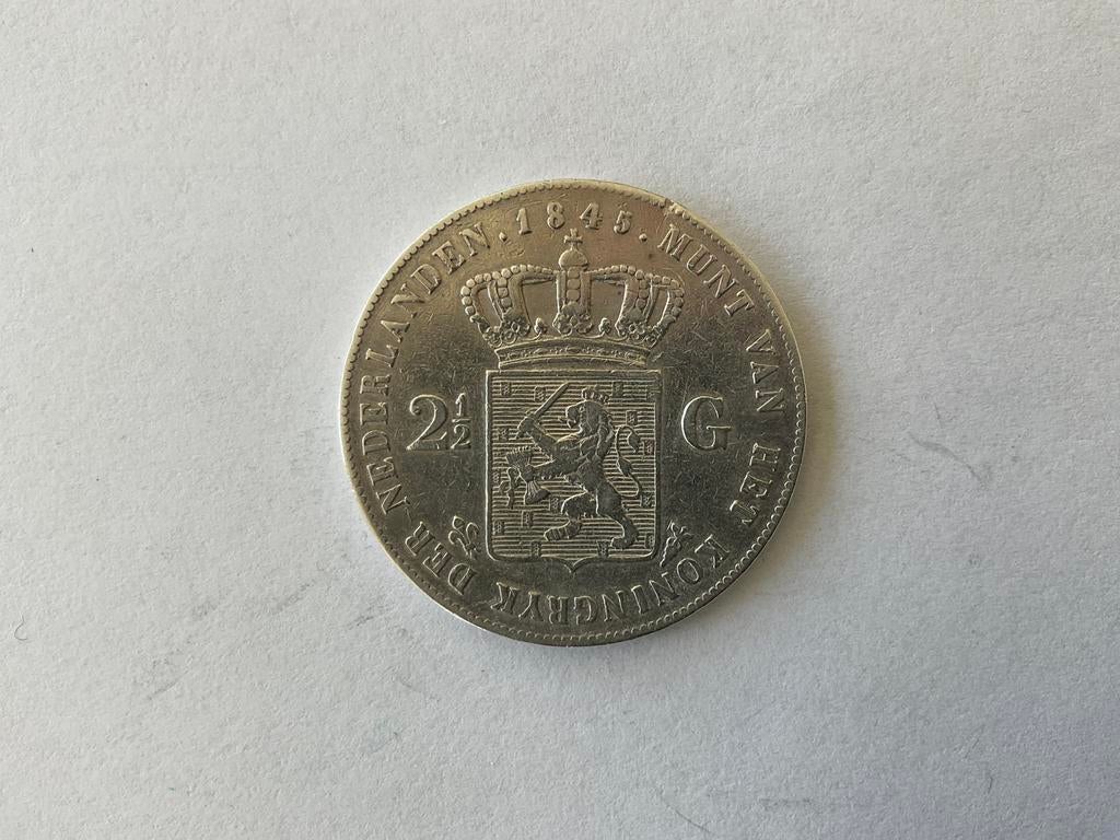 ZILVEREN 2 1/2 GULDEN - RIJKSDAALDER - WILLEM II - 1845A, Postzegels en Munten, Munten | Nederland, Zilver, Ophalen of Verzenden