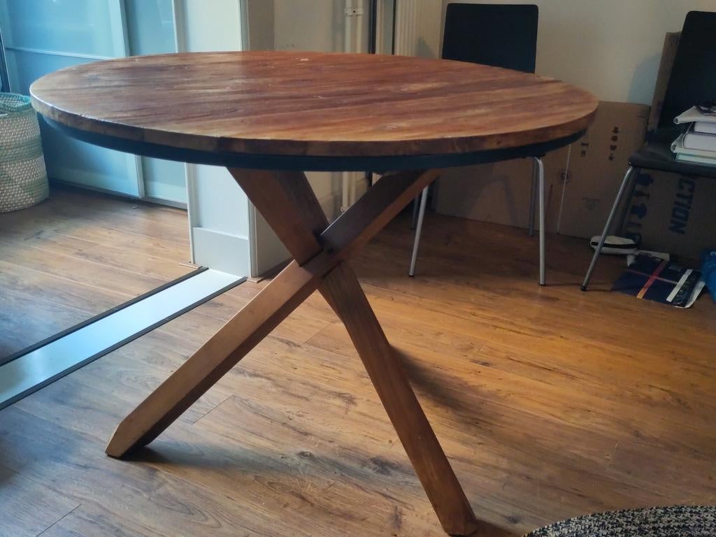 Ronde tafel hout diameter 100cm, Ophalen, Gebruikt