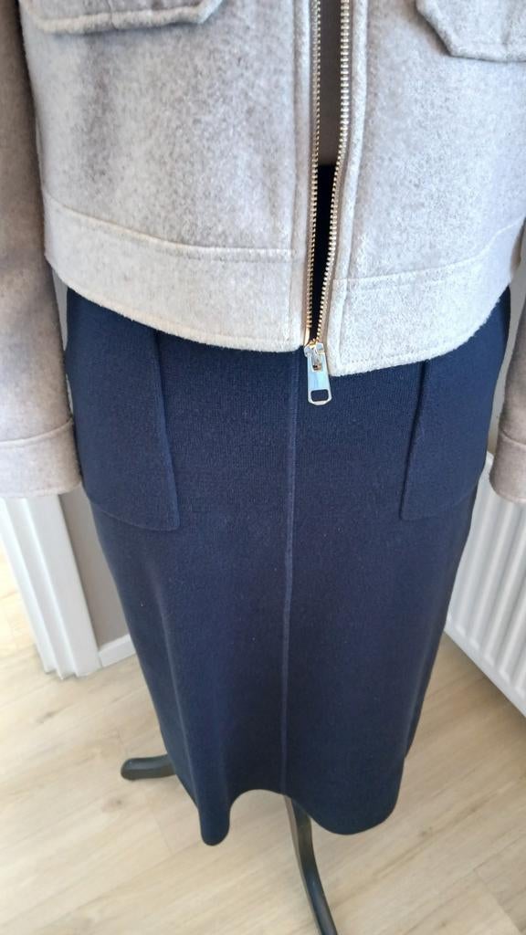 Purdey mooie rechte gebreide rok marine maat M, Maat 38/40 (M), Blauw, Ophalen of Verzenden, Zo goed als nieuw