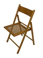 Vintage houten klapstoel met rotan zitting design jaren 70, Gebruikt, Vintage klapstoel, Bruin, Vintage klapstoel