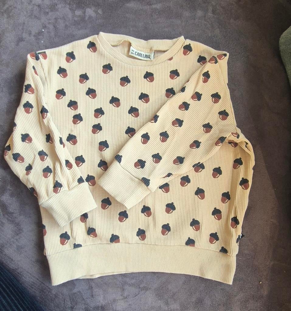 CarlijnQ Trui met eikeltjesprint - Maat 98/104, Ophalen, Gebruikt, Jongen of Meisje, Trui of Vest