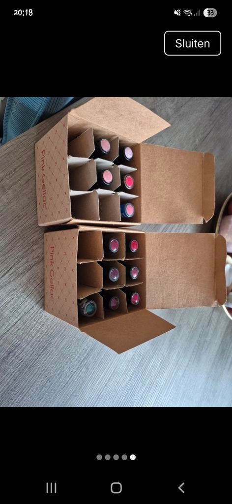 Pink gellac kleurtjes 12 stuks, Gebruikt, Overige kleuren, Ophalen of Verzenden, Handen en Nagels