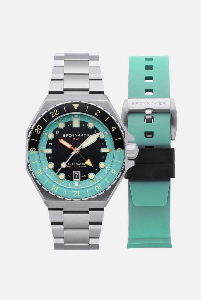 Spinnaker Dumas GMT Automatic Dark Turquoise | Full Set |, Overige merken, Staal, Staal, Polshorloge