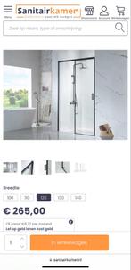 Nieuw: Douchedeur Saniclear Slide black 120x200cm, Doe-het-zelf en Verbouw, Sanitair, Ophalen, Nieuw, Glas, Douche