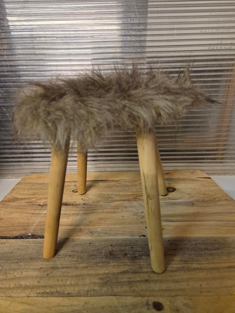 Deco krukje met vacht, Ophalen of Verzenden, Hout