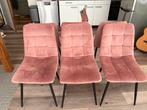 Roze velours eetkamerstoelen set van 6, Huis en Inrichting, Stoelen, Ophalen, Overige materialen, Overige kleuren, Zo goed als nieuw