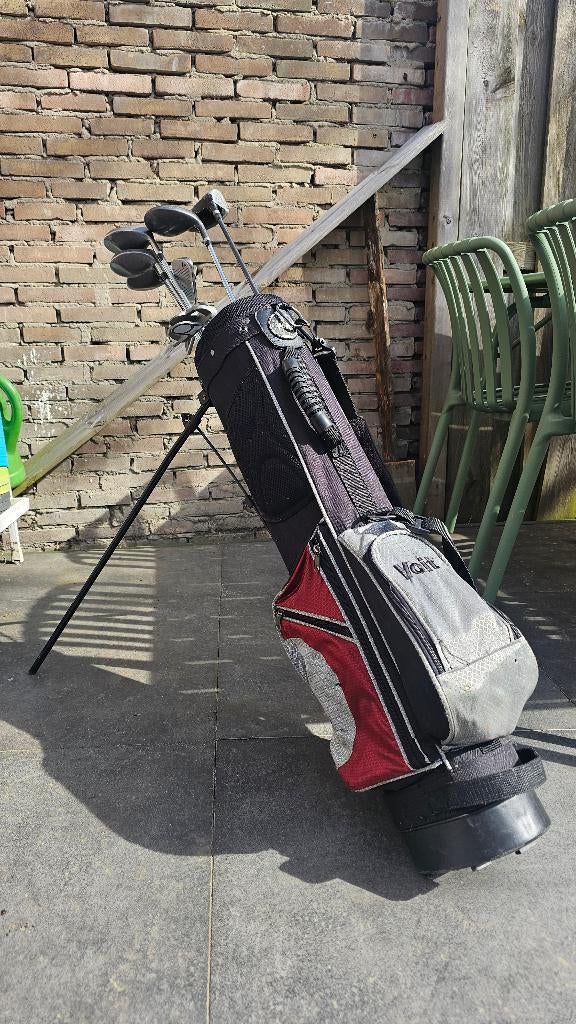 Golftassen met clubs en golftrolley, Ophalen, Gebruikt, Tas, Overige merken