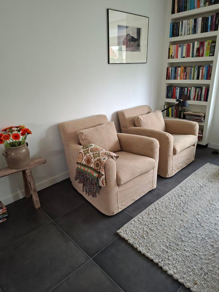 2 FAUTEUILS  LINTELOO MET NIEUWE HOEZEN EN BINNENKUSSENS, Huis en Inrichting, Fauteuils, Ophalen, 75 tot 100 cm, 50 tot 75 cm