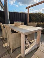Tuinset kloostertafel en stoelen, Tuin en Terras, Ophalen, 4 zitplaatsen, Steigerhout, Zo goed als nieuw
