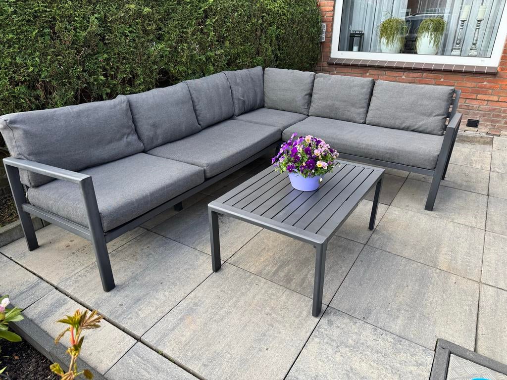 Garden Impressions Loungeset met verstelbaar deel en tafel, Ophalen, 5 zitplaatsen, Bank, Aluminium