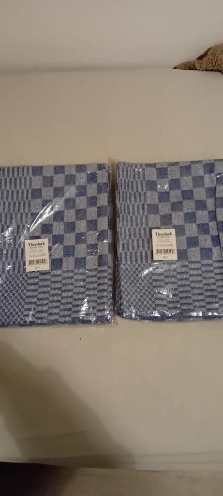 12 Nieuwe Theedoeken - Blauw Geruit - 100% Katoen, Blauw, Onbekend, Nieuw, Onbekend