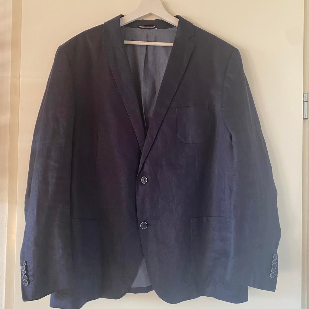 ANGELO LITRICO NAVY LINNEN BLAZER 56(54), Kleding | Heren, Kostuums en Colberts, Ophalen of Verzenden, Zo goed als nieuw, Maat 52/54 (L)