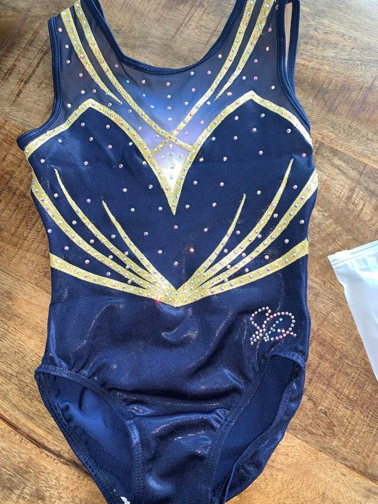 Turnpakje Sparkle & Dream -donkerblauw met goud NIEUW, Sport en Fitness, Turnen, Blauw, Nieuw, Turnpak(je), Kindermaat 122 t/m 140