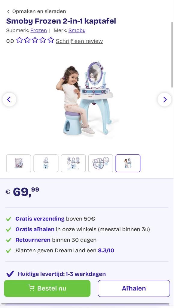 Smoby Frozen 2-in-1 Kaptafel met Krukje, Kinderen en Baby's, Kinderkamer | Tafels en Stoelen, Ophalen of Verzenden, Zo goed als nieuw