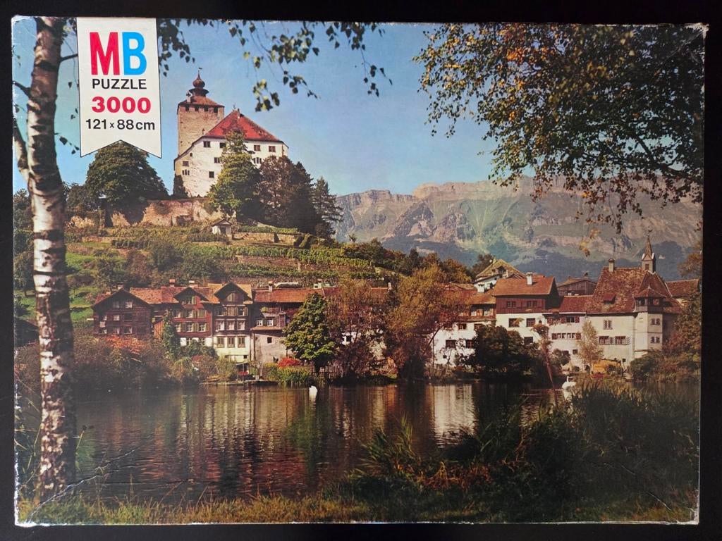 Mb grand puzzle 3000 stukjes buchs Zwitserland, Ophalen of Verzenden, Meer dan 1500 stukjes, Gebruikt