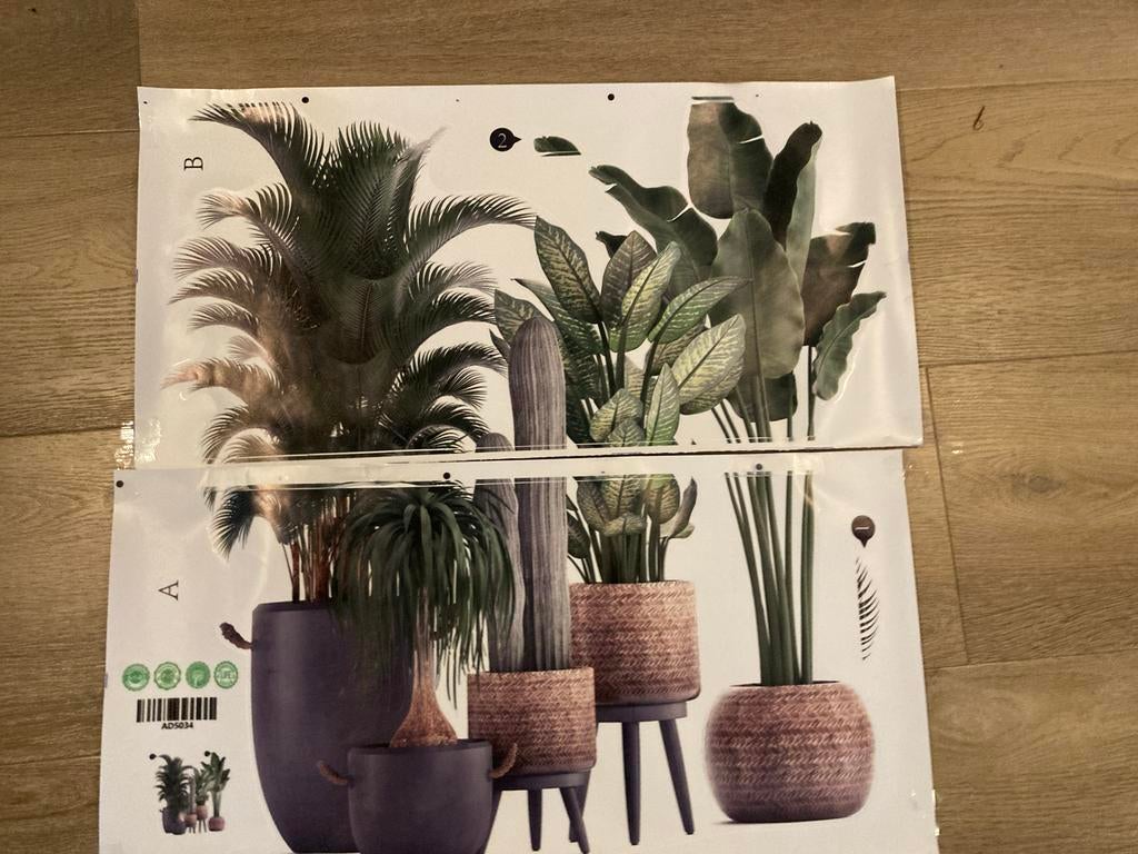 Wanddecoratie planten stickers, Huis en Inrichting, Woonaccessoires | Wanddecoraties, Groen, Ophalen of Verzenden, Kunststof, Botanisch