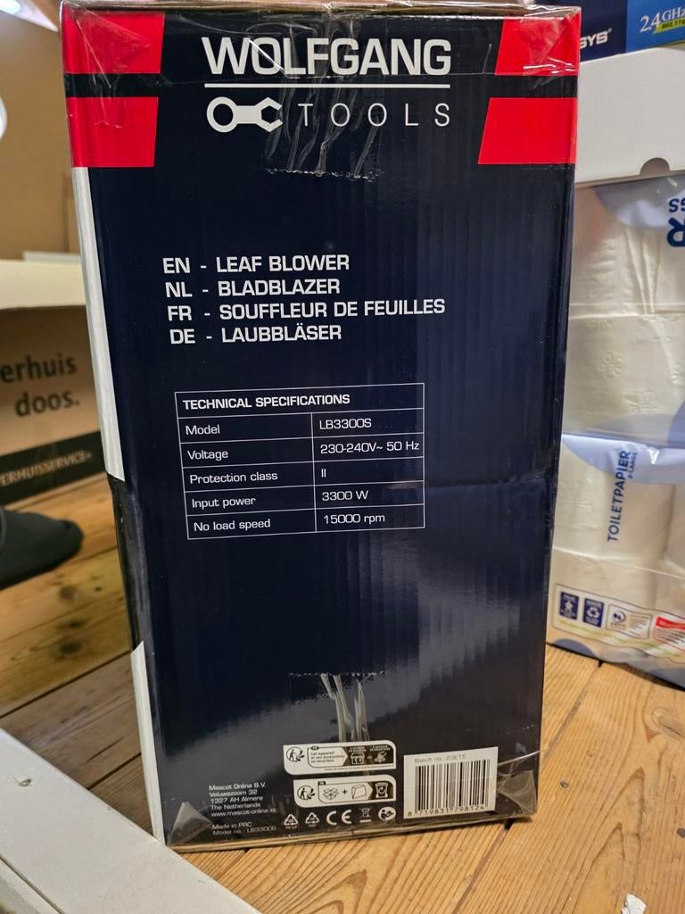 Wolfgang Tools Bladblazer 3300W - Nieuw in doos, Tuin en Terras, Bladblazers, Handgedragen, Nieuw, Ophalen of Verzenden, Wolfgang Tools