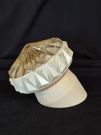 Vintage schuine glazen wandlamp bewerkt gekleurd glas, Ophalen of Verzenden, Gebruikt, Glas