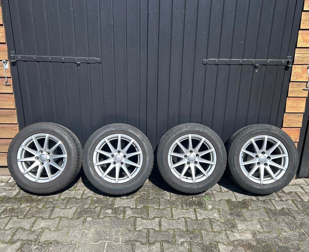OEM Audi velgen + Goodyear zomerbanden 225/55 R16 TT A3 A4, Ophalen, Gebruikt, Audi