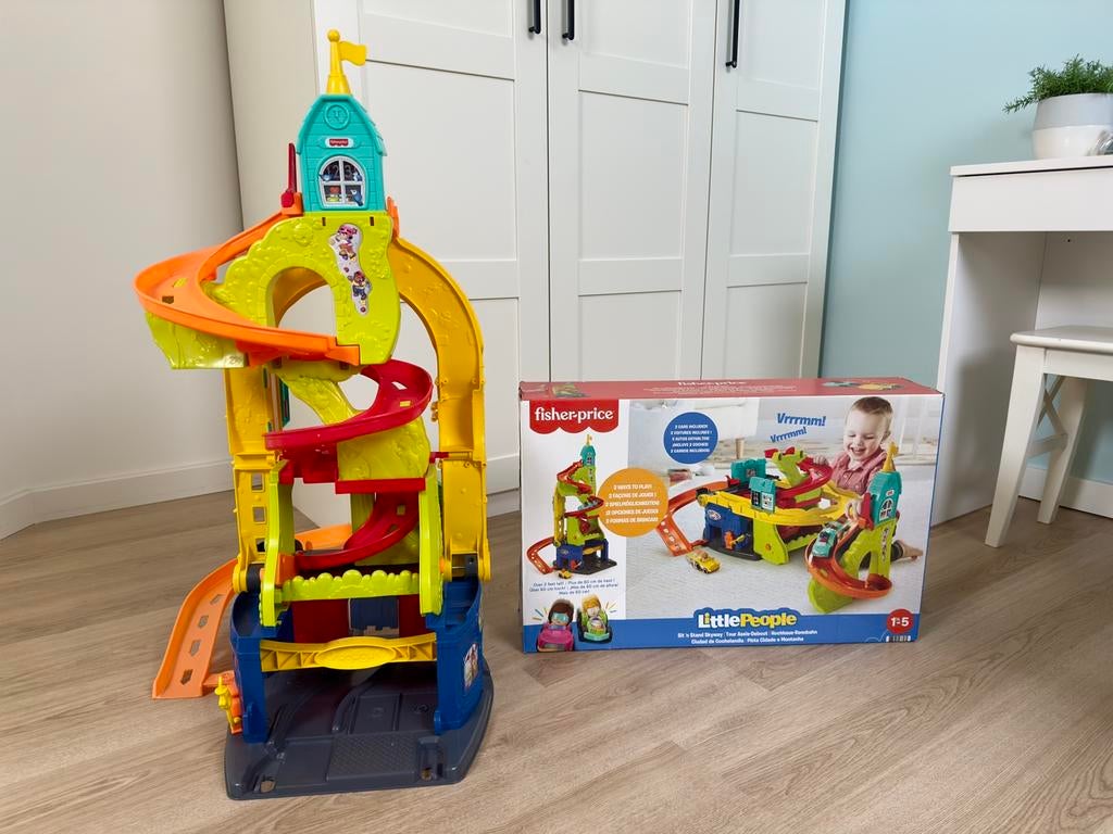 Little People zit en sta Wheelies Garage + Garage -als NIEUW, Ophalen, Zo goed als nieuw