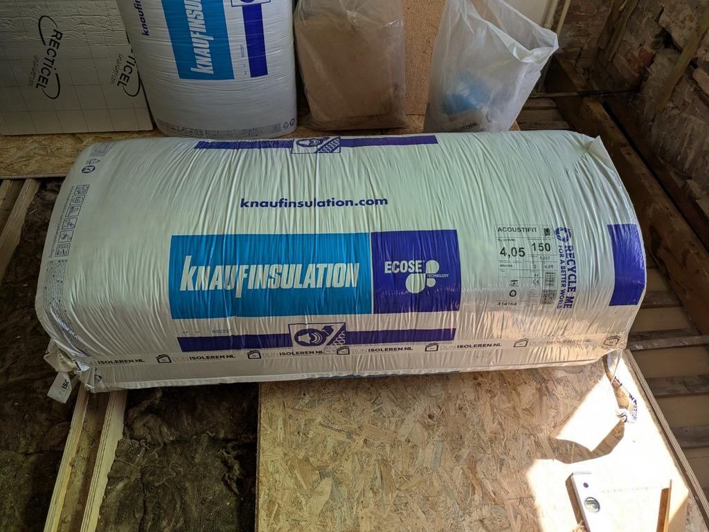 Knauf Acoustifit Glaswol Isolatie 150mm 6,5 m2, Ophalen, Dakisolatie, 12 cm of meer, Nieuw