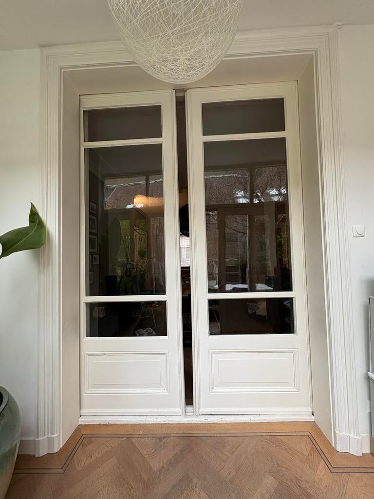 Originele en-suite deuren met glas, Doe-het-zelf en Verbouw, Deuren en Horren, Gebruikt, Binnendeur, Ophalen of Verzenden, Glas