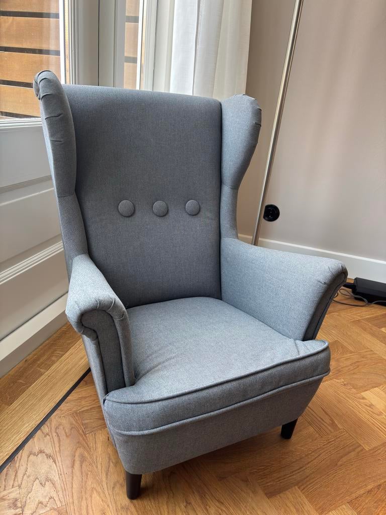 Strandmon kinderfeauteuil IKEA grijs, Huis en Inrichting, Ophalen, Zo goed als nieuw, 75 tot 100 cm