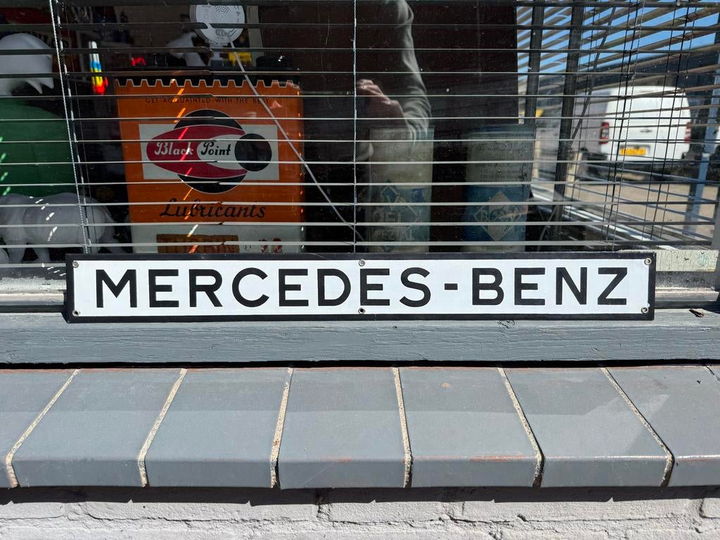 Vintage Mercedes-Benz Emaille Bord - Klassiek Auto Decor, Gebruikt, ., Ophalen of Verzenden, .