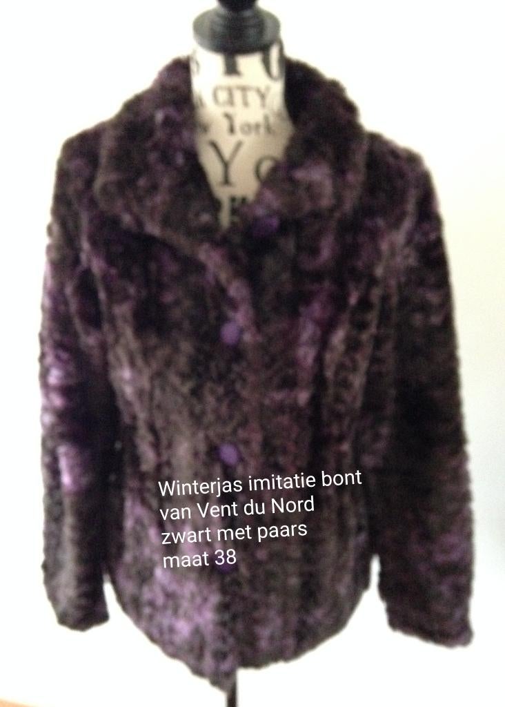 Winterjas Zwart met Paars Vent Du Nord maat 38, Zwart, Ophalen of Verzenden, Zo goed als nieuw, Maat 38/40 (M)