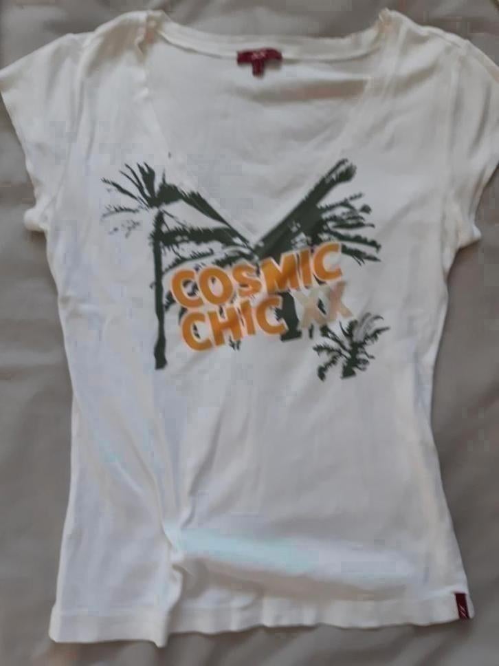 Cosmic chic XX wit met palmboompje maat M, Kleding | Dames, T-shirts, Ophalen of Verzenden, Zo goed als nieuw, Wit