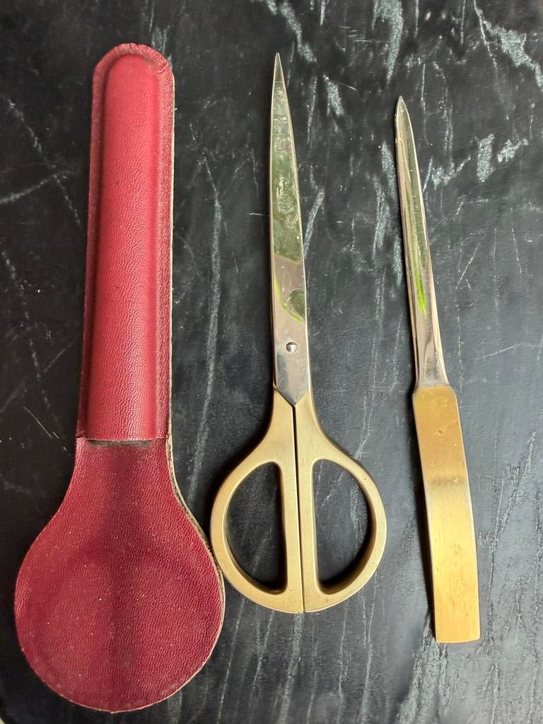 EXCLUSIEVE VINTAGE SCHARENSET L’AURIGE SOLINGEN LEER, Antiek en Kunst, Ophalen of Verzenden